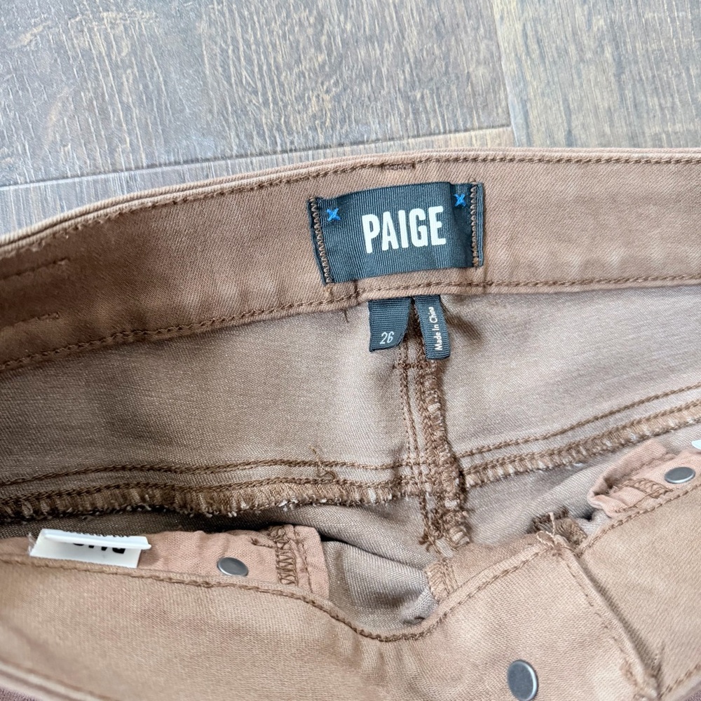 Paige Claudine High Rise Cropped Flares | Coated Cognac | Size:26 - Picture 6 of 6